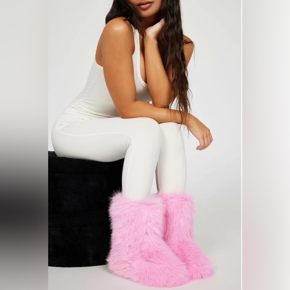 Pink Furry Boots